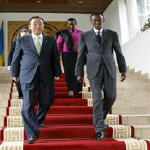 Ban Ki-moon with Paul Kagame in Rwanda in 2009