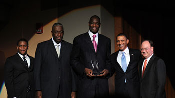 President Obama with Dikembe Mutombo