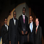 President Barack Obama with Dikembe Mutombo