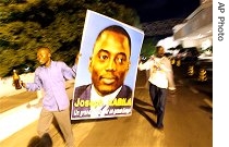 Kabila supporters on the streets of Kinshasa