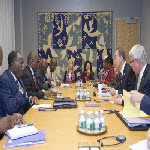 Secretary-General Ban Ki-moon (right) meets with Joseph Kabila Kabange, President of the Democratic Republic of Congo