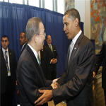 Barack Obama with Ban Ki-moon at the UN General Assembly