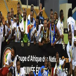 DR Congo's players celebrate after finishing third at the 2015 Africa Cup of Nations