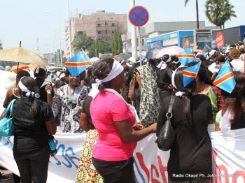 Women protested in front of UN offices in Kinshasa on Friday