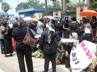 Women protested in front of UN offices in Kinshasa on Friday