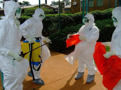 WHO health workers getting ready to treat Ebola patients this year in Kibali, Equateur Province. Photo: AFP