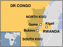 Map of N Kivu in eastern DR Congo