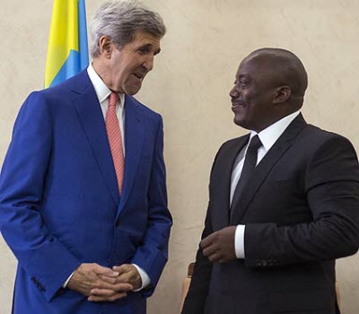 U.S. Secretary of State John Kerry with DR Congo's President Joseph Kabila in Kinshasa on 5.4.2014