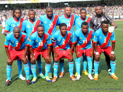 The Leopards before the game against the Nzalang in Kinshasa on 9.9.2012