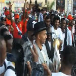 Team president Moise Katumbi shows Champions League trophy to TP Mazembe fans in Lubumbashi