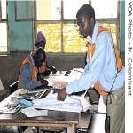 Elections officials counting votes