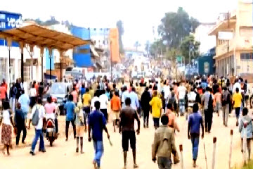 Protesters marching against the M23 in Bukavu on Wednesday