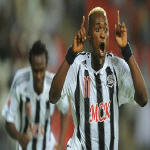 Mulota Kabangu celebrates after scoring against SC Internacional of Brazil in the semi-final of the FIFA Club World Cup