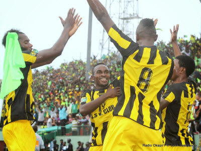 AS Vita celebrate their win against CS Sfaxien in Kinshasa on 9.21.2014
