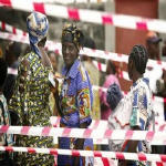 Congolese woman waiting to vote