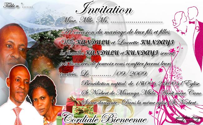 Conception d'une invitation, glody bisongo, glodybiss