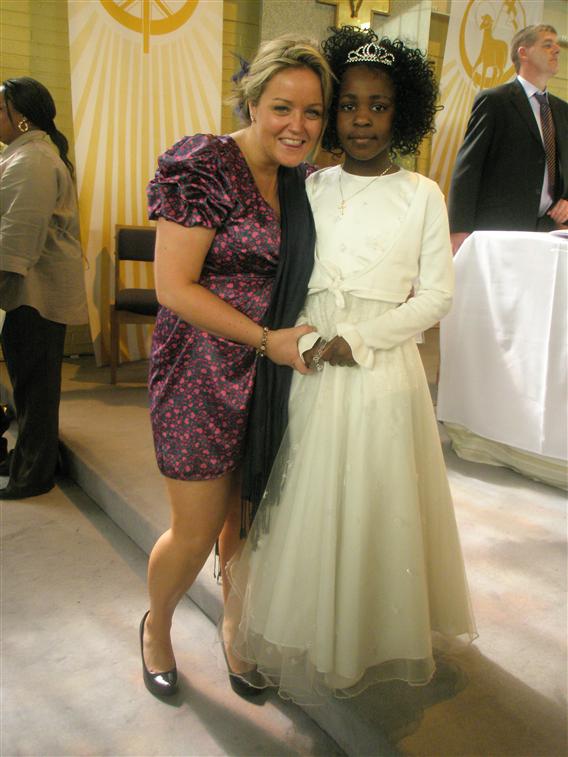 Grace Zanga and her teacher (le jour de communion)
